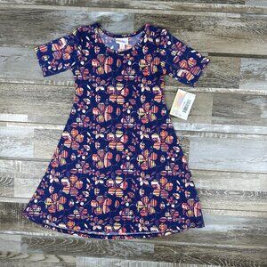 Girls NWOT Lularoe Adeline dress blue floral